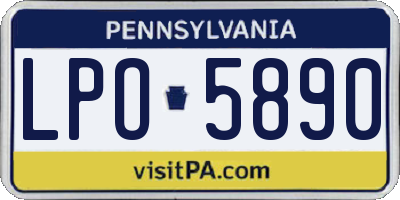 PA license plate LPO5890