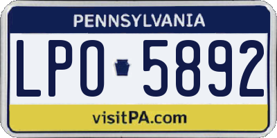 PA license plate LPO5892