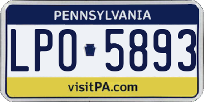 PA license plate LPO5893