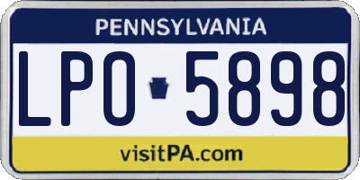 PA license plate LPO5898