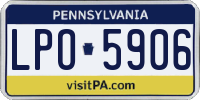 PA license plate LPO5906