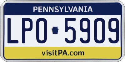 PA license plate LPO5909