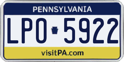 PA license plate LPO5922