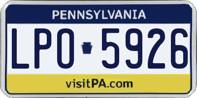 PA license plate LPO5926