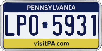 PA license plate LPO5931