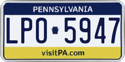 PA license plate LPO5947
