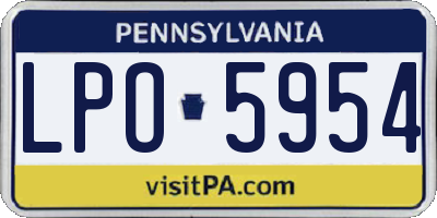PA license plate LPO5954