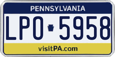 PA license plate LPO5958