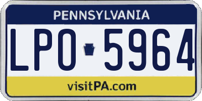 PA license plate LPO5964