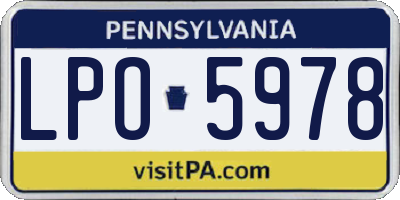 PA license plate LPO5978