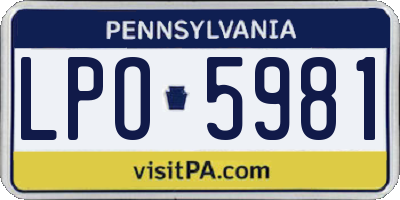 PA license plate LPO5981