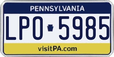 PA license plate LPO5985