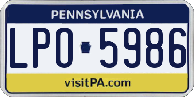 PA license plate LPO5986