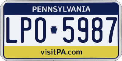 PA license plate LPO5987