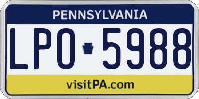 PA license plate LPO5988
