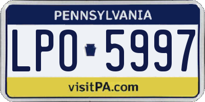 PA license plate LPO5997