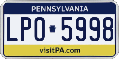 PA license plate LPO5998