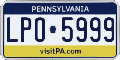PA license plate LPO5999