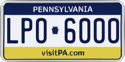 PA license plate LPO6000