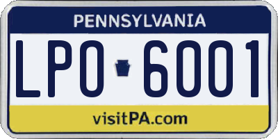 PA license plate LPO6001