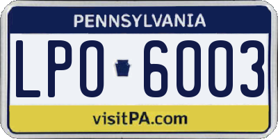 PA license plate LPO6003
