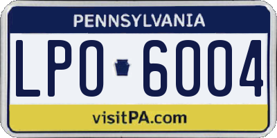 PA license plate LPO6004