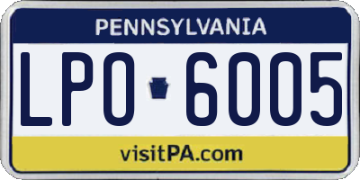 PA license plate LPO6005