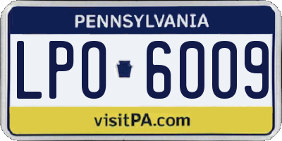 PA license plate LPO6009