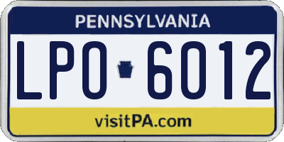 PA license plate LPO6012