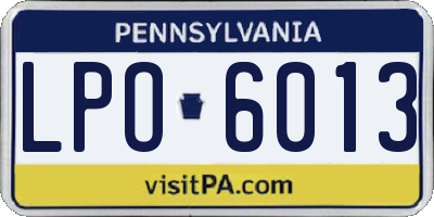 PA license plate LPO6013
