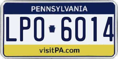 PA license plate LPO6014