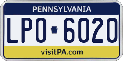 PA license plate LPO6020
