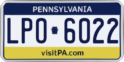 PA license plate LPO6022