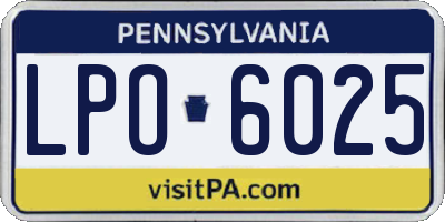 PA license plate LPO6025