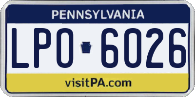 PA license plate LPO6026