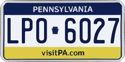 PA license plate LPO6027