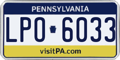 PA license plate LPO6033
