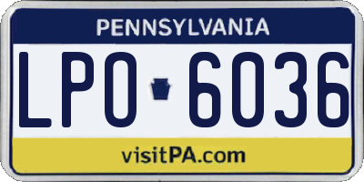 PA license plate LPO6036