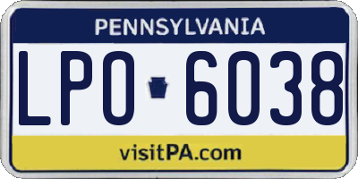 PA license plate LPO6038