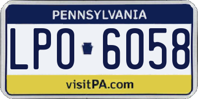 PA license plate LPO6058