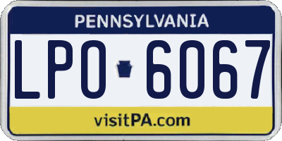 PA license plate LPO6067