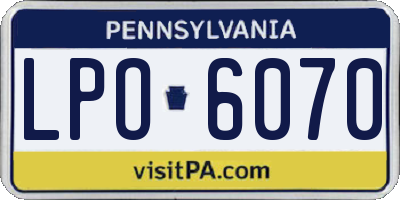 PA license plate LPO6070