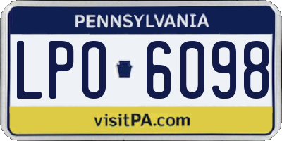 PA license plate LPO6098