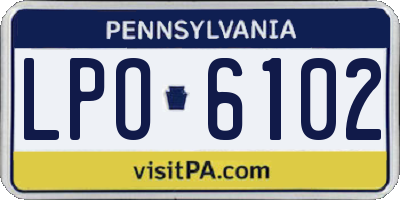 PA license plate LPO6102
