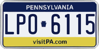 PA license plate LPO6115