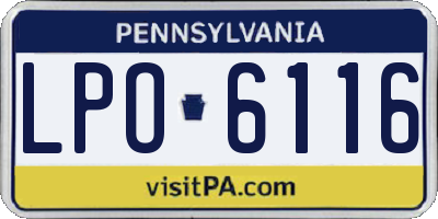PA license plate LPO6116