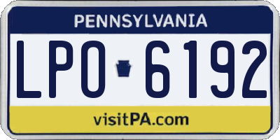 PA license plate LPO6192