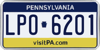 PA license plate LPO6201