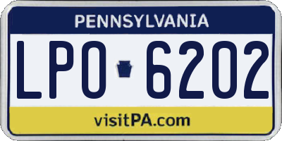 PA license plate LPO6202