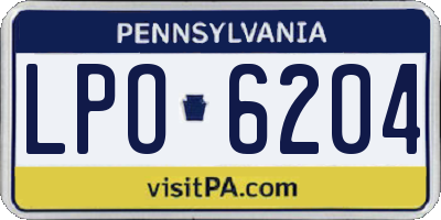 PA license plate LPO6204